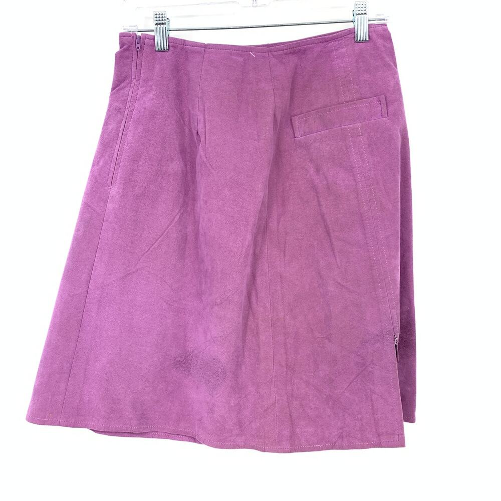 Vintage Faux Suede Leather Skirt Womens Size 4 Purple Above Knee A-Line Soft - Picture 2 of 7